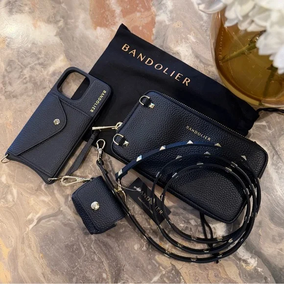 Bandolier iPhone 13 Pro Hailey Black Leather Phone Crossbody Case - Picture 6 of 6